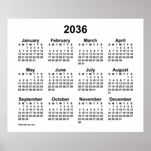 Poster Calendrier blanc 2036 par Janz Imprimer