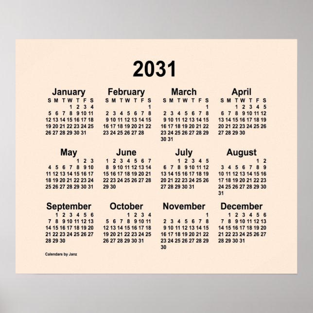Poster Calendrier blanc antique 2031 par Janz Imprimer (Devant)