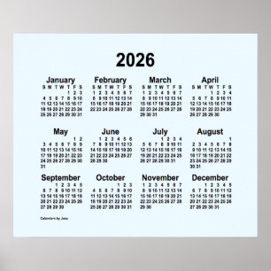 Poster Calendrier bleu Alice 2026 par Janz Imprimer