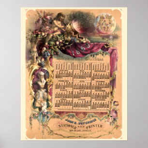 Poster Calendrier commercial de l'ère victorienne antique