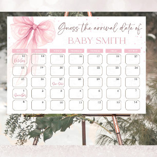 Poster Calendrier Coquette Rose à Ruban devinez la date p
