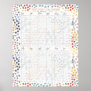 Poster Calendrier d'anniversaire À feuillage persistant p