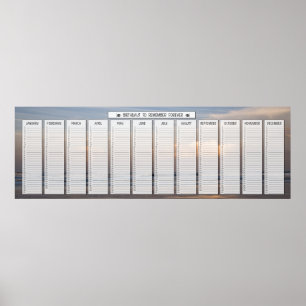 Poster Calendrier d'anniversaire de taille de classe avec