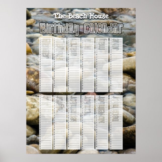 Poster Calendrier d'anniversaire personnalisé de plage pe (Devant)