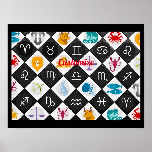 Poster Calendrier d'astrologie du signe solaire du zodiaq (Devant)