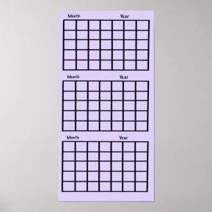 Poster Calendrier de 3 mois de violet clair