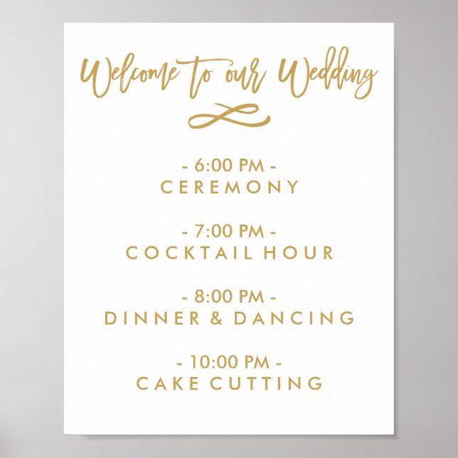 Poster Calendrier de bienvenue du Mariage par lettre à la (Devant)