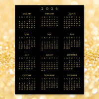 Calendrier de bureau annuel 2026 Black Gold