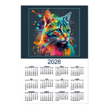 Calendrier de chat magnifique aquarelle Chat
