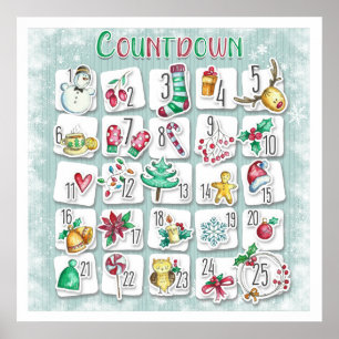 Poster Calendrier de compte à rebours de Noël