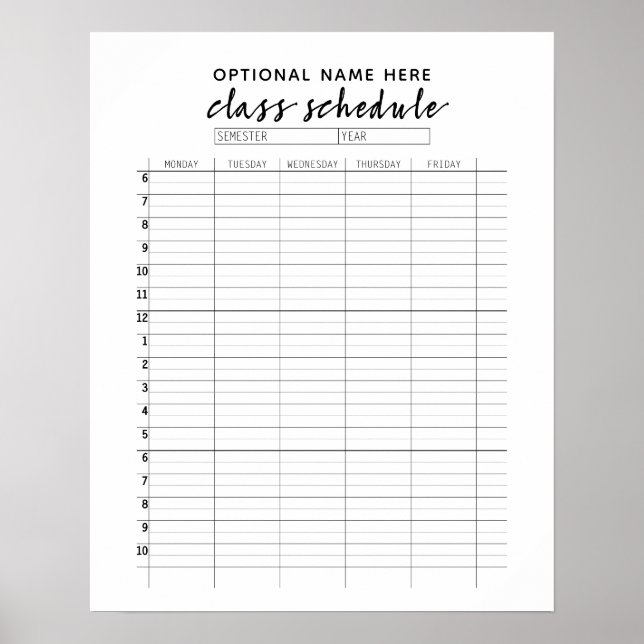 Poster Calendrier de cours pour semestre - motif arch boh (Devant)