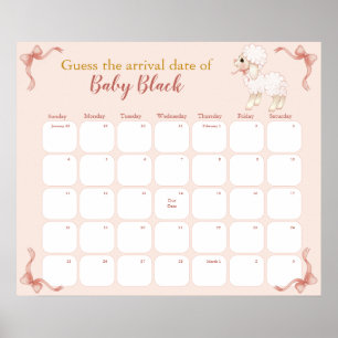 Poster Calendrier de date d'accouchement pour Baby Shower