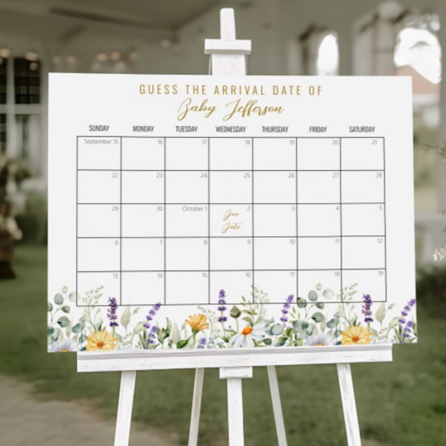 Poster Calendrier de date d'échéance du Baby shower Chamo (Créateur téléchargé)