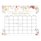 Calendrier de date d'échéance du Baby shower fleur