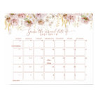 Calendrier de date prévue floral jardin Boho