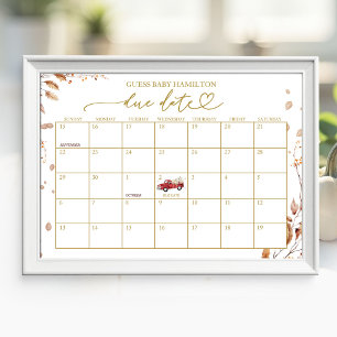 Poster Calendrier de date prévue pour bébé avec camion ro