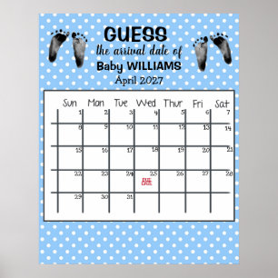 Poster Calendrier de devinette de date d'accouchement Aff