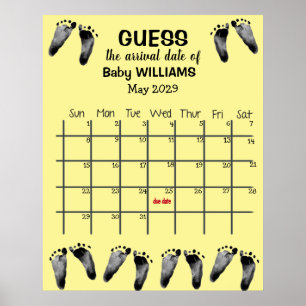 Poster Calendrier de devinette de date d'accouchement ave