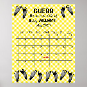 Poster Calendrier de devinette de date d'accouchement ave