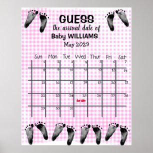 Poster Calendrier de devinette de date d'accouchement ave