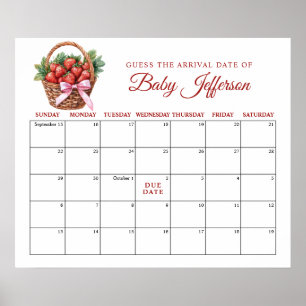 Poster Calendrier de devinette de date d'accouchement Ber