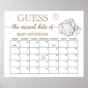 Poster Calendrier de devinette de date d'accouchement Pet