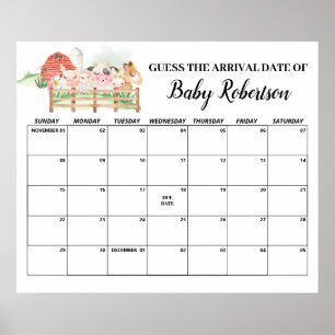 Poster Calendrier de devinette de date d'accouchement pou