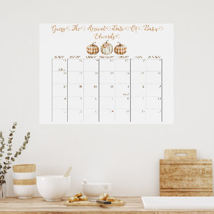Poster Calendrier de devinette de date d'accouchement pou
