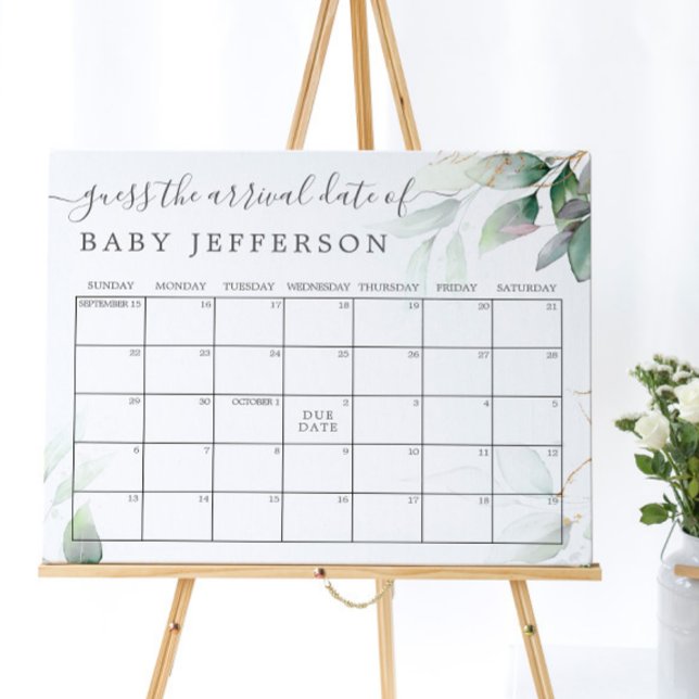Poster Calendrier de devinette de date d'accouchement sou (Créateur téléchargé)