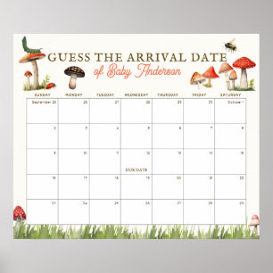 Poster Calendrier de devinette de date prévue Champignon