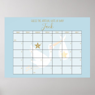 Poster Calendrier de devinette de la date prévue Bleu Jeu
