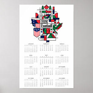 Poster Calendrier de football 2026 États-Unis, Canada, Me