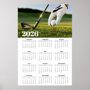 Poster Calendrier de golf 2026 avec photographie de dépar