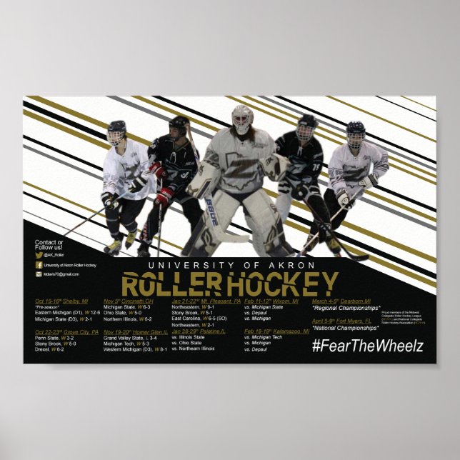 Poster Calendrier de hockey sur rouleau Akron (Devant)