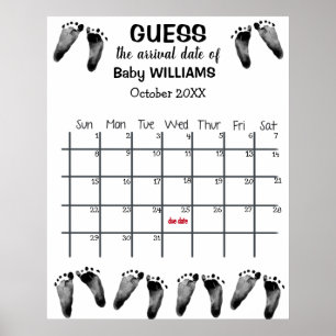 Poster Calendrier de la date d'échéance avec empreintes