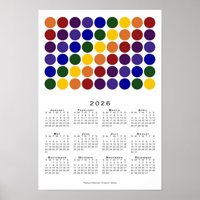 Poster Calendrier de la Fierté LGBTQ Pois arc-en-ciel 202 (Devant)