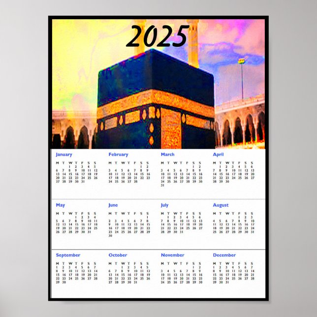 Poster Calendrier de la Sainte Kaaba 2025 comme souvenir (Devant)