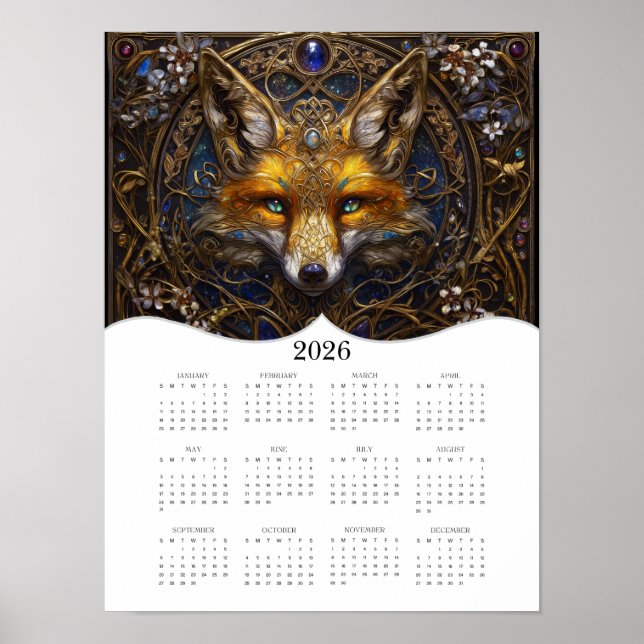 Poster Calendrier de l'année complète 2026 Celtic Fox Ima (Devant)