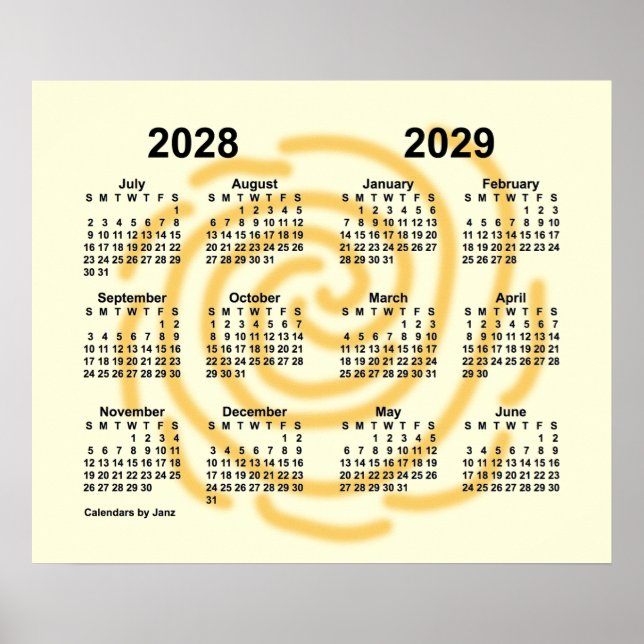 Poster Calendrier de l'année scolaire 2028-2029 Sunny Day (Devant)