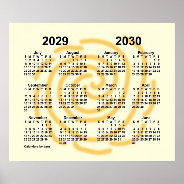 Poster Calendrier de l'année scolaire 2029-2030 Sunny Day (Devant)