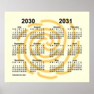 Poster Calendrier de l'année scolaire 2030-2031 Sunny Day
