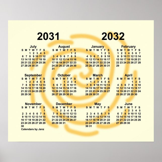 Poster Calendrier de l'année scolaire 2031-2032 Sunny Day (Devant)