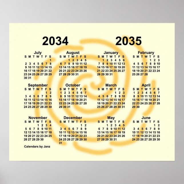Poster Calendrier de l'année scolaire 2034-2035 Sunny Day (Devant)