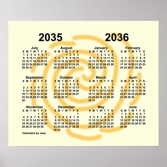 Poster Calendrier de l'année scolaire 2035-2036 Sunny Day (Devant)