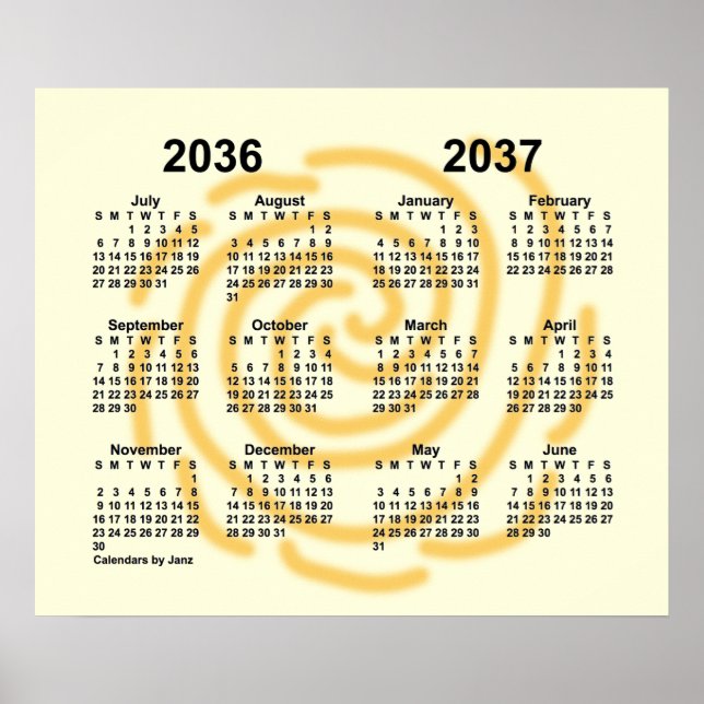 Poster Calendrier de l'année scolaire 2036-2037 Sunny Day (Devant)