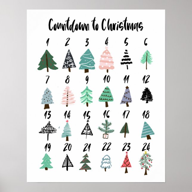 Poster Calendrier de l'Avent compte à rebours vers Noël a (Devant)