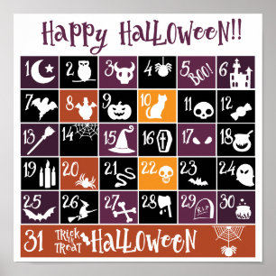 Poster Calendrier de l'avent d'Halloween