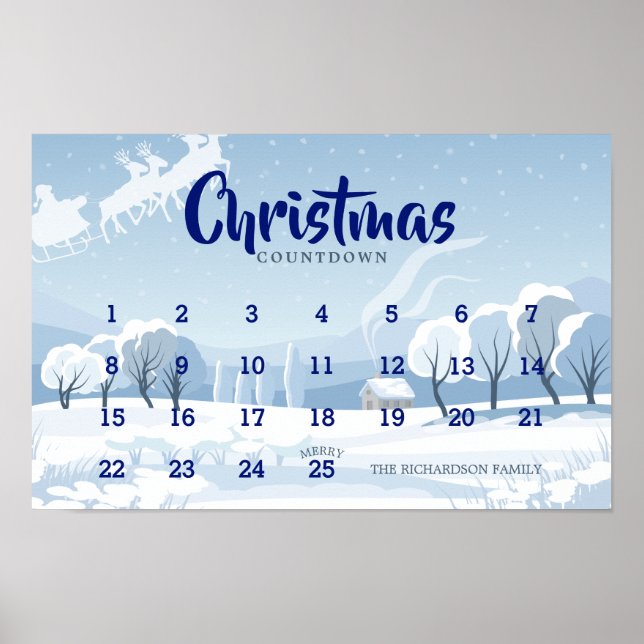 Poster Calendrier de l'Avent du compte à rebours de Noël (Devant)