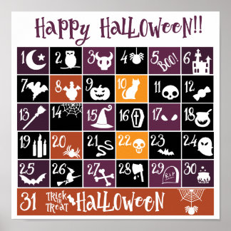 Poster Calendrier de l'Avent Halloween
