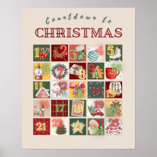 Poster Calendrier de l'Avent pour le décompte de Noël sur